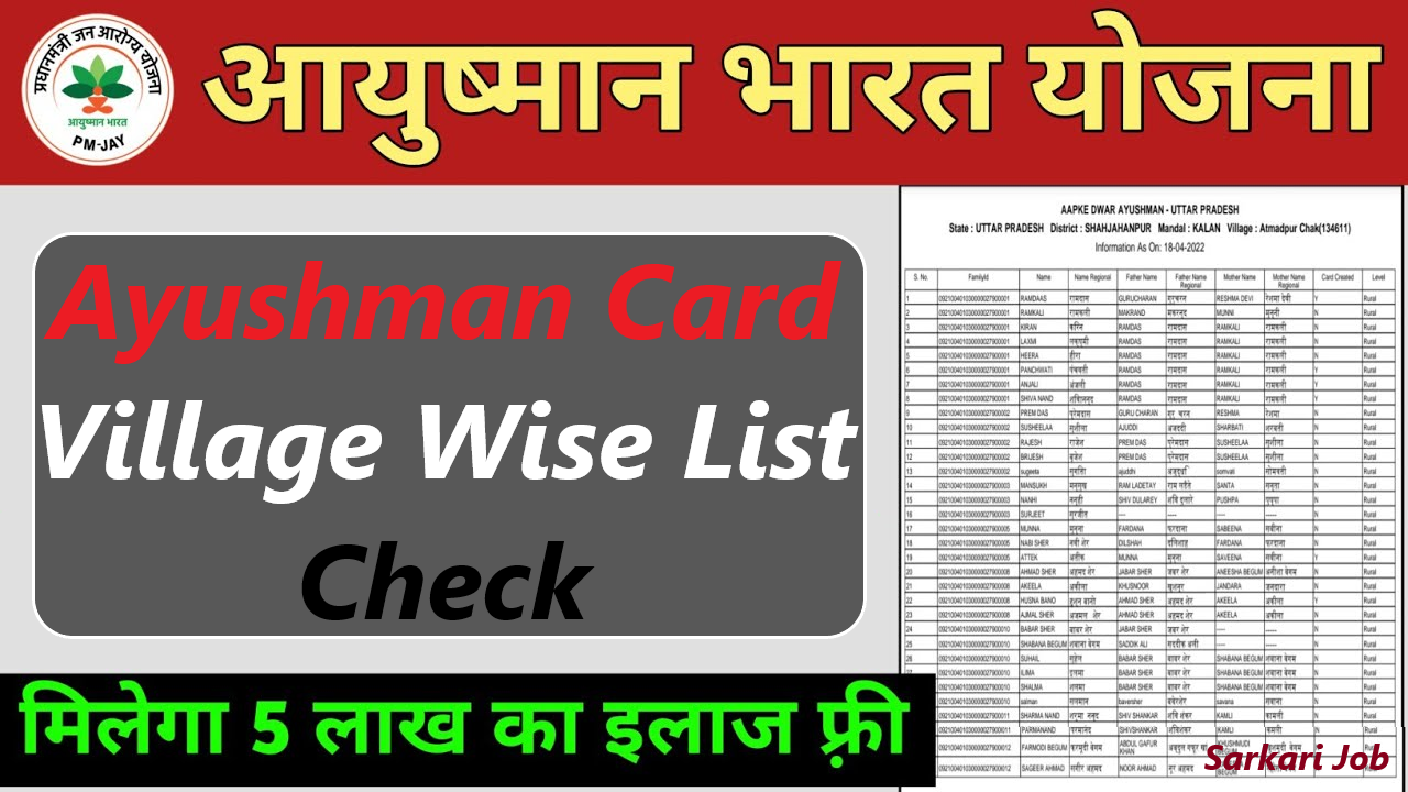 Ayushman Card Village Wise List Check